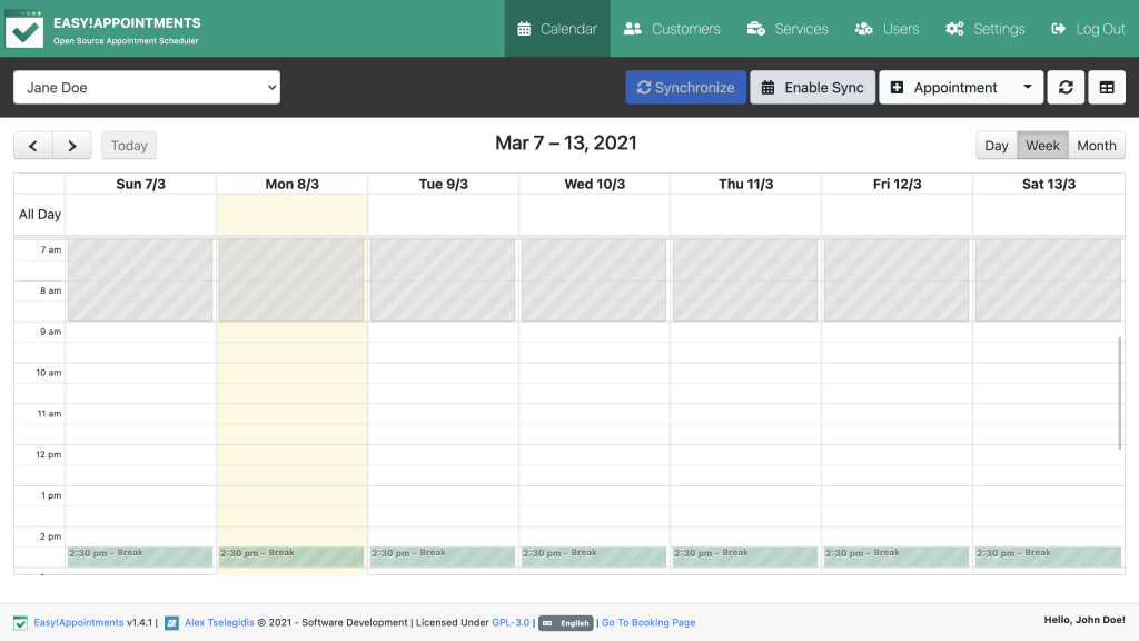 Backend Calendar