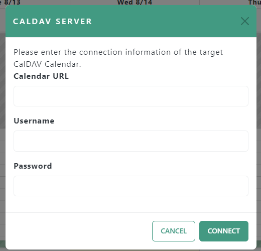 Enable CalDAV Sync Modal